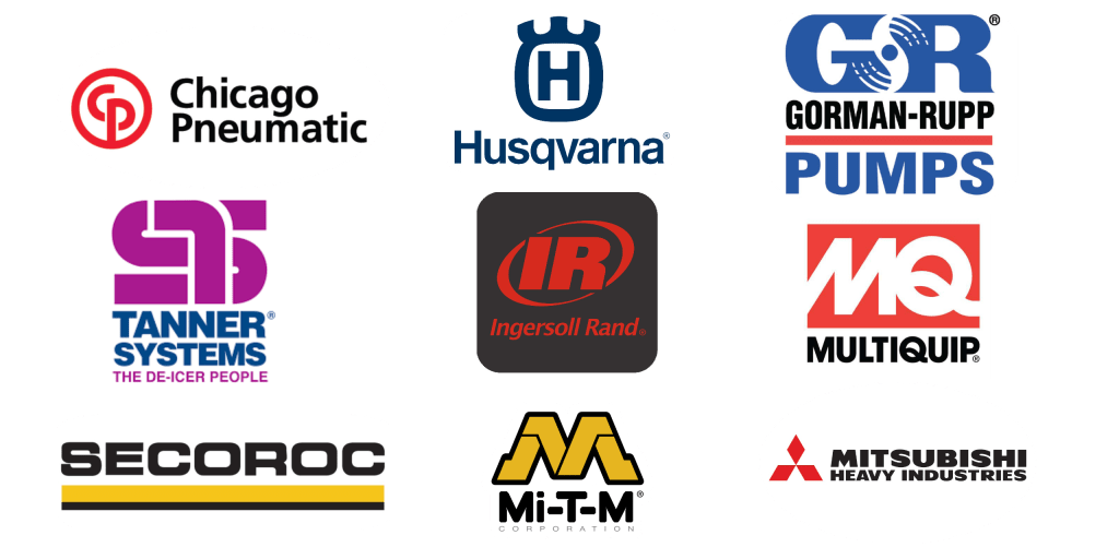 Chicago-Pnematic Husqvarna Gorman-Rupp Tanner-Systems Ingersoll-Rand Mitsubishi Secoroc Mi-T-M Multiquip